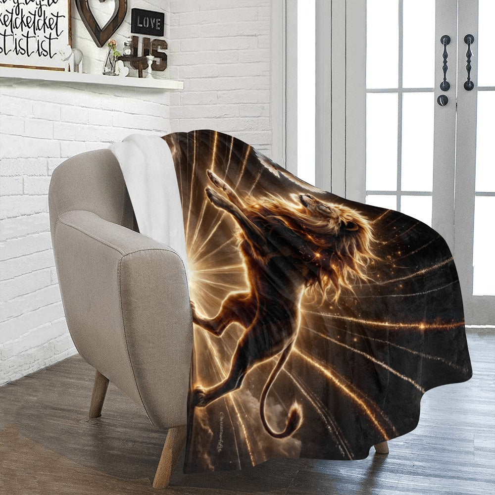 Lion of Judah and Holy Spirit with Golden Rays -Ultra Soft Micro Fleece Blanket (multiple sizes)