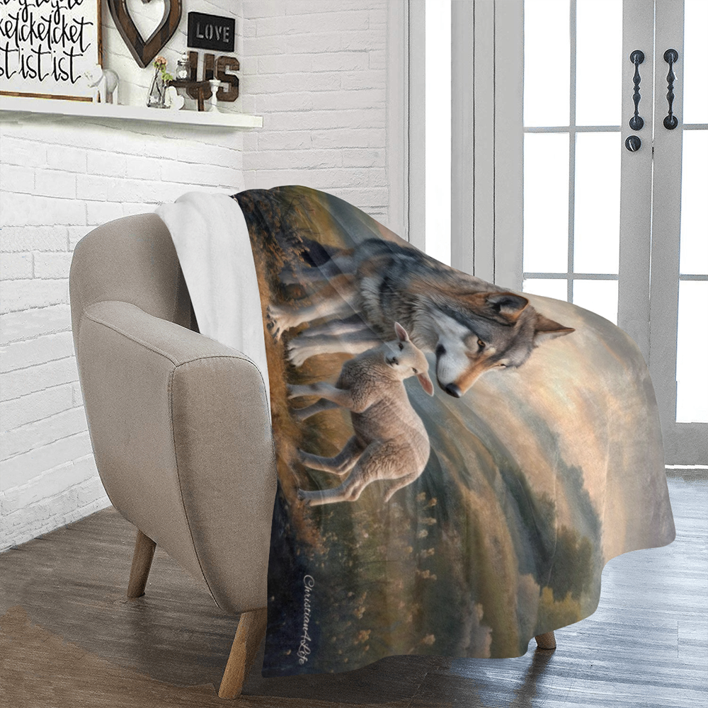 Wolf and Lamb-Isaiah 11:6 -Ultra-Soft Micro Fleece Blanket (multiple sizes)