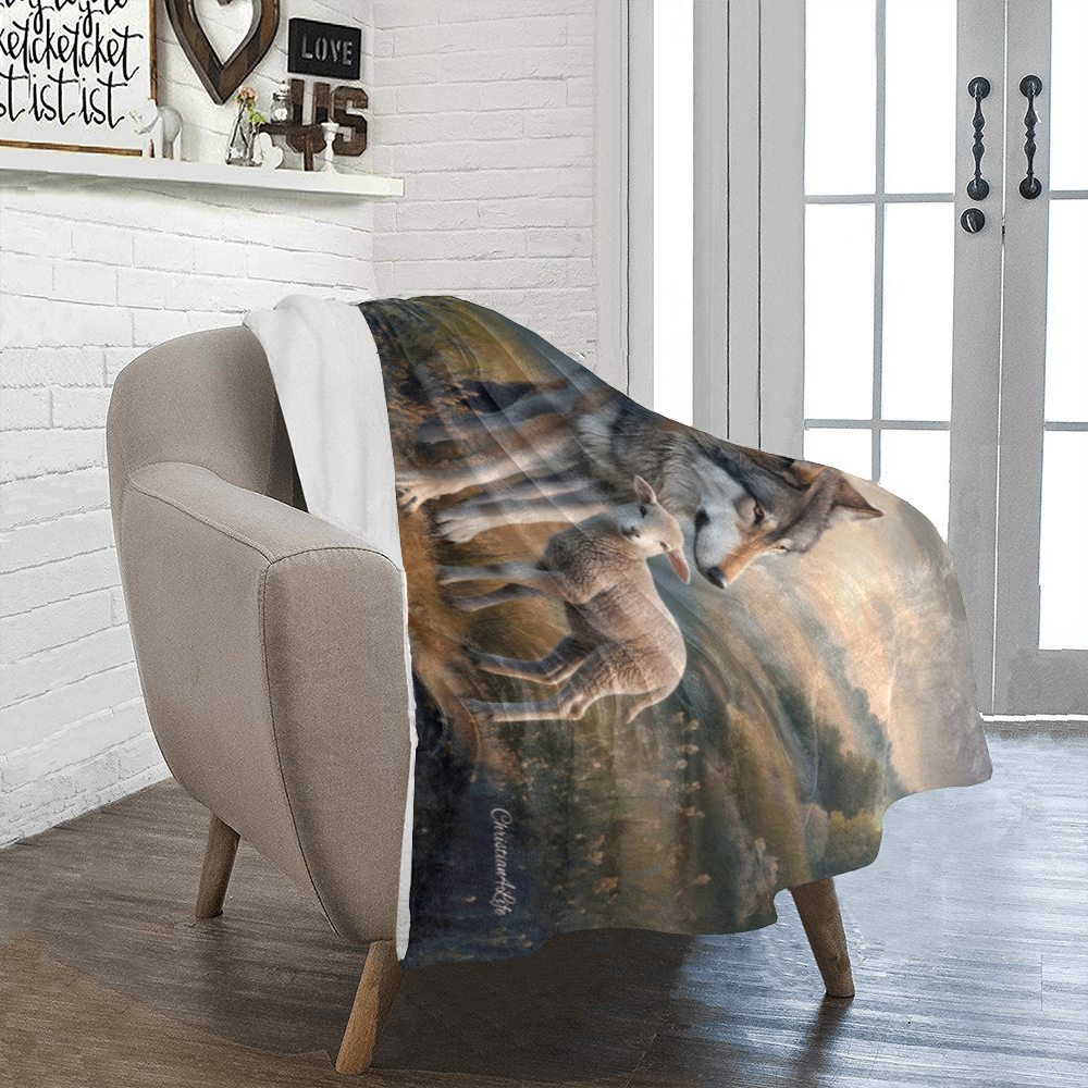 Wolf and Lamb-Isaiah 11:6 -Ultra-Soft Micro Fleece Blanket (multiple sizes)