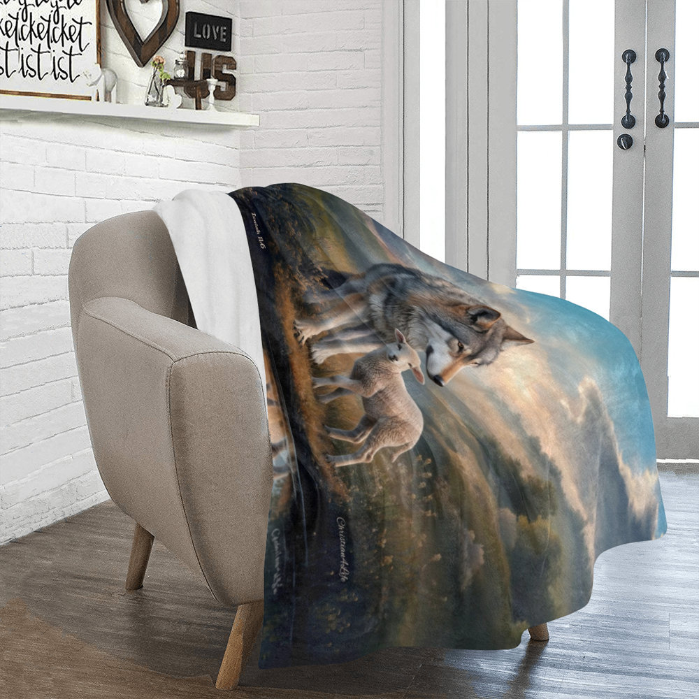 Wolf and Lamb Reflection Isaiah 11:6 Ultra-Soft Micro Fleece Blanket (multiple sizes)