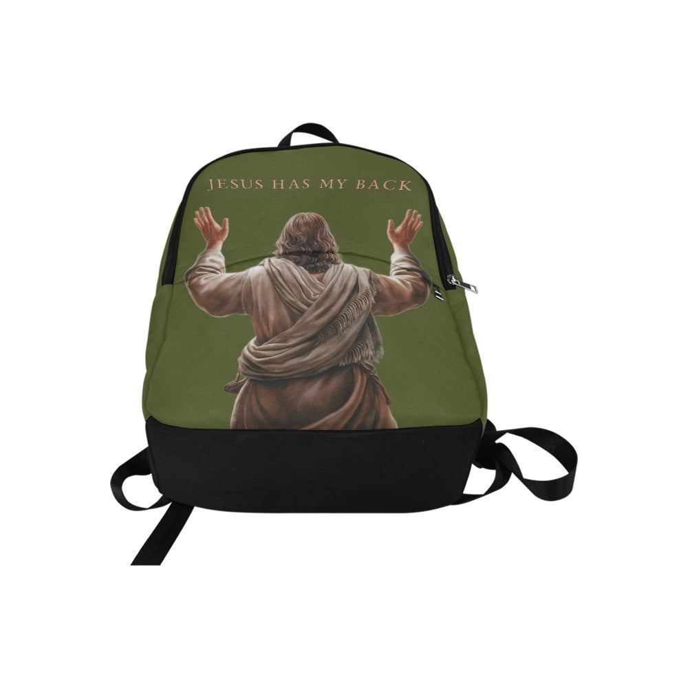 "Jesus Has My Back" Christian Backpack (Choose Green Shade)