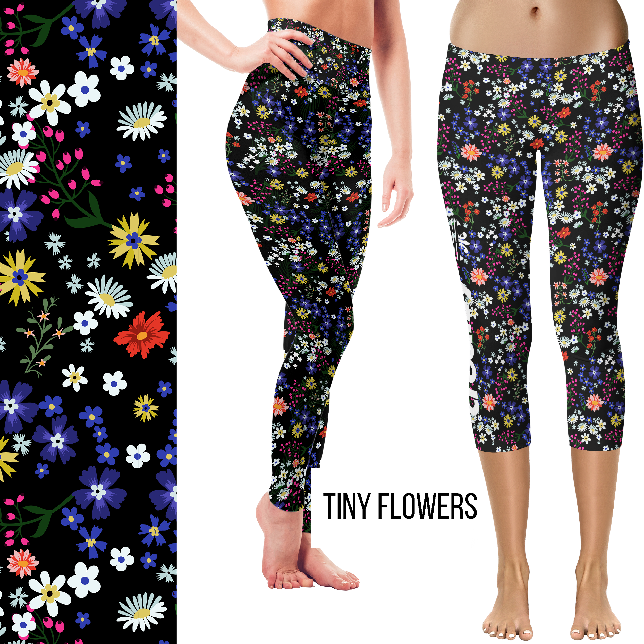 Tiny Flowers Leggings Cottagecore Pockets available in Full or Capri
