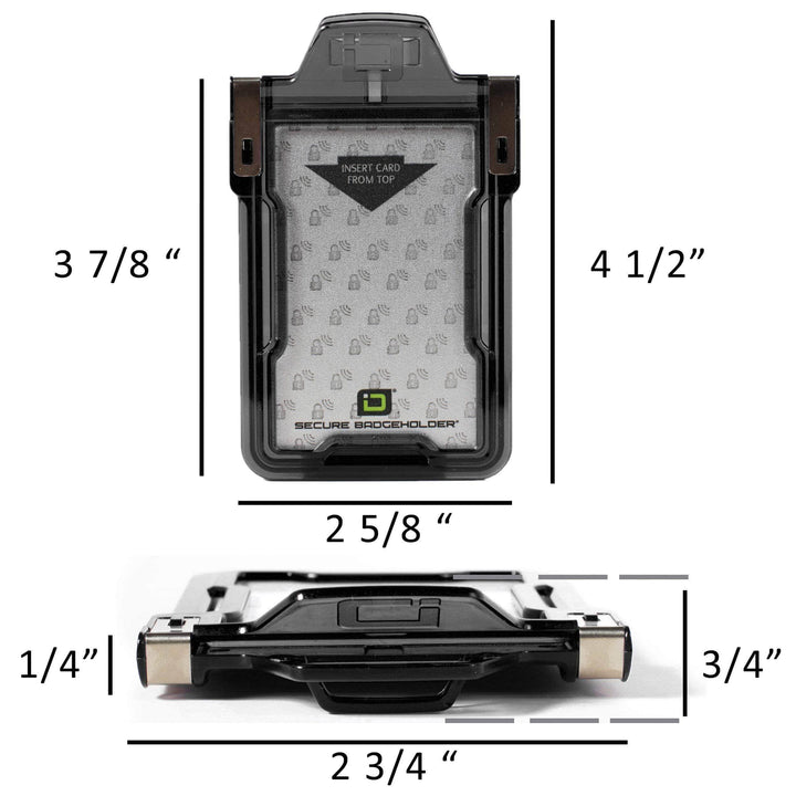 Secure Badge Holder Classic Vertical 1 ID Card Holder, and Lanyard Bundle