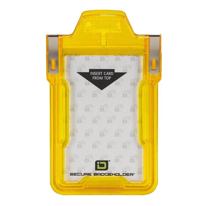 "Squeeze to Read" Secure Badge Holder Classic Vertical 1 ID Card Holder