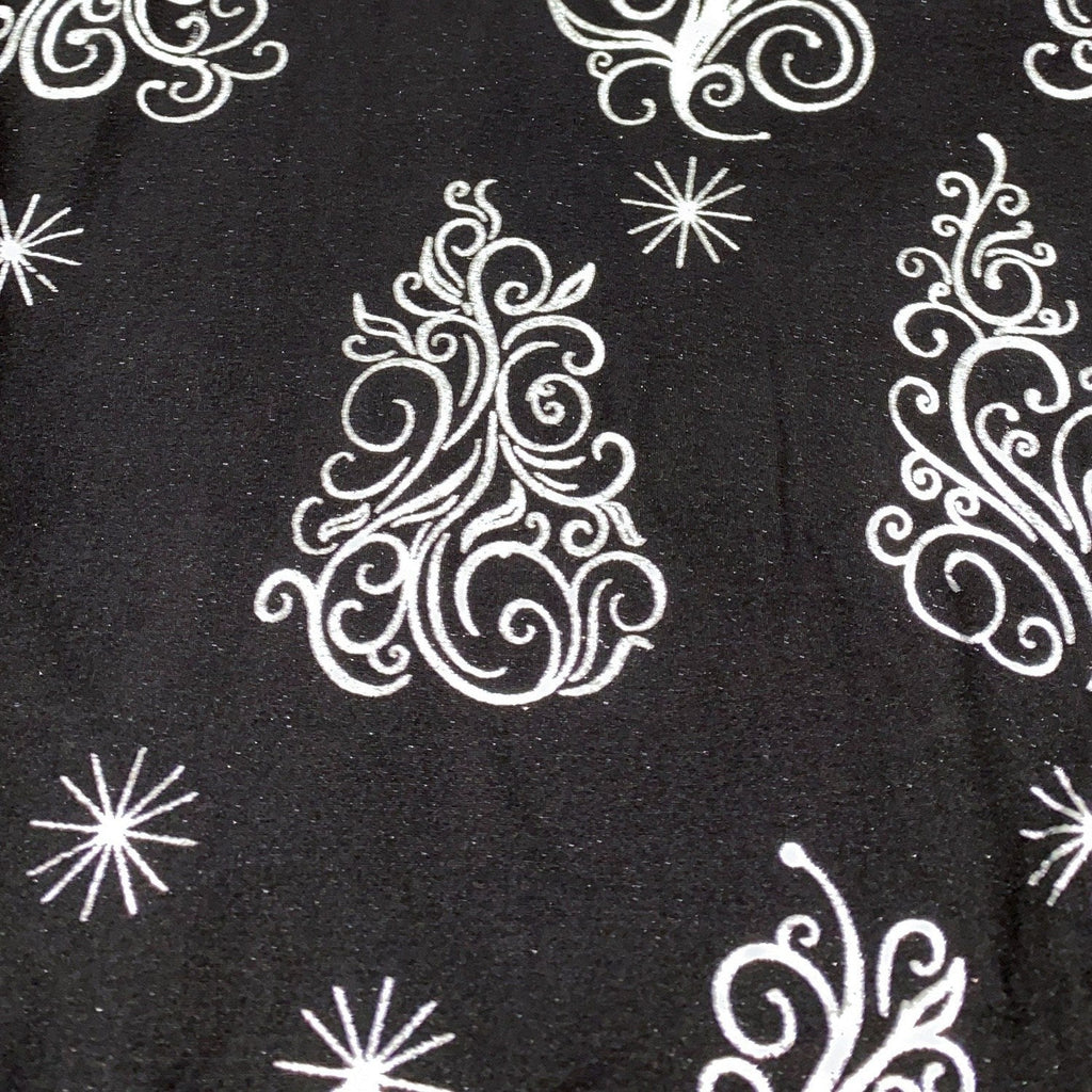 Christmas Tree Glitter Leggings with Pockets  and Heat Sealed Real Silver Glitter - Ready to Ship