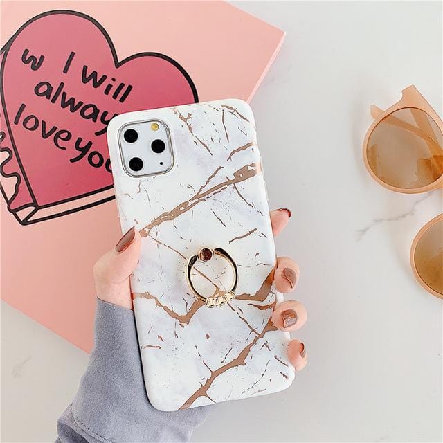 Ring Stand Marble iPhone Case