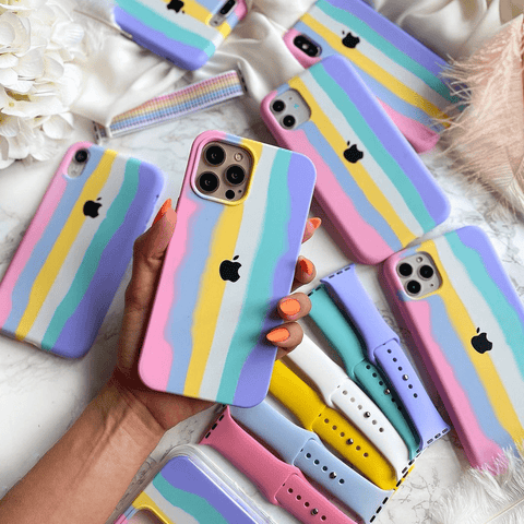 iPhone Silicone Case (Rainbow Design)