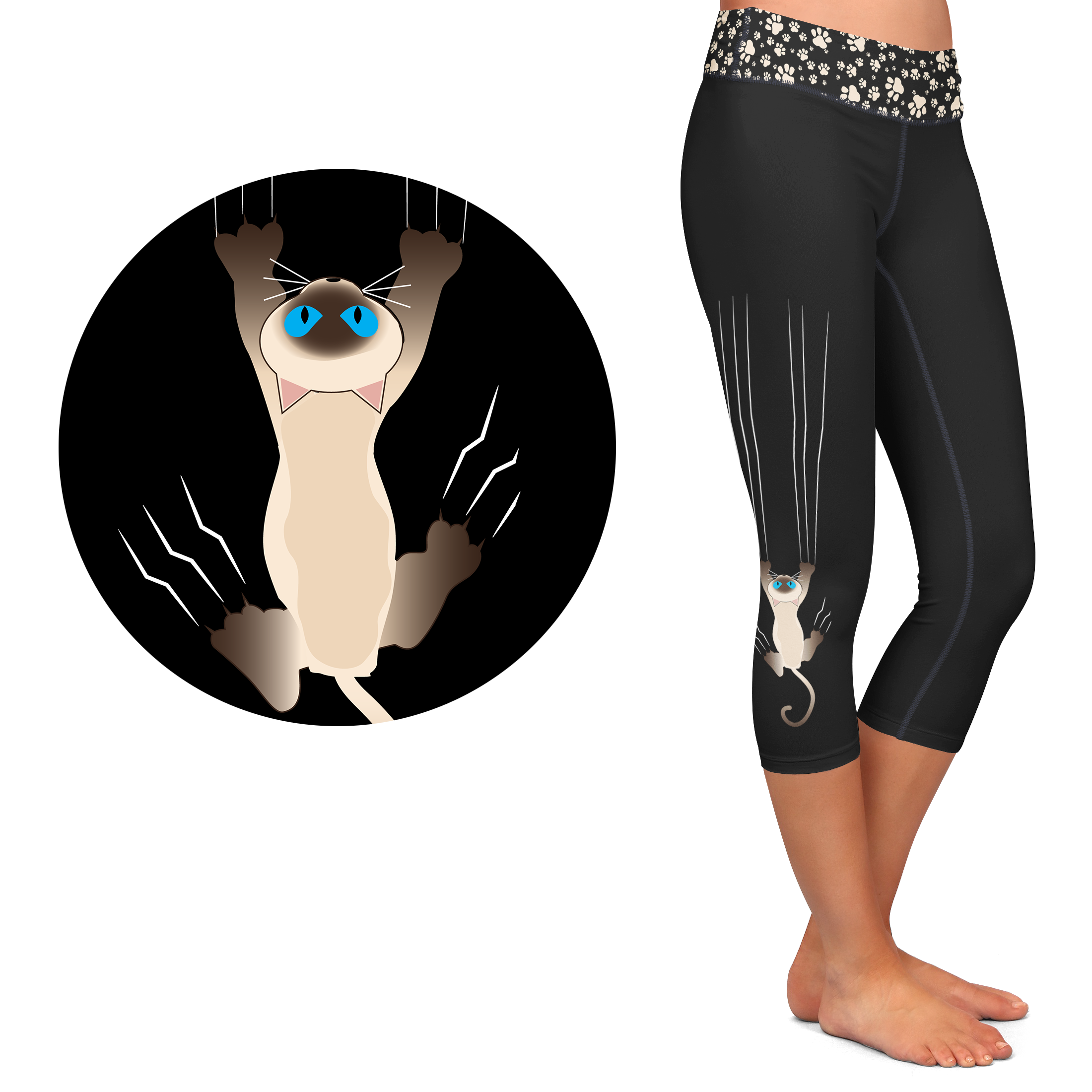 Siamese Surprise Scratch Kitty - Full Length or Capri  Pockets -  Pre-Order