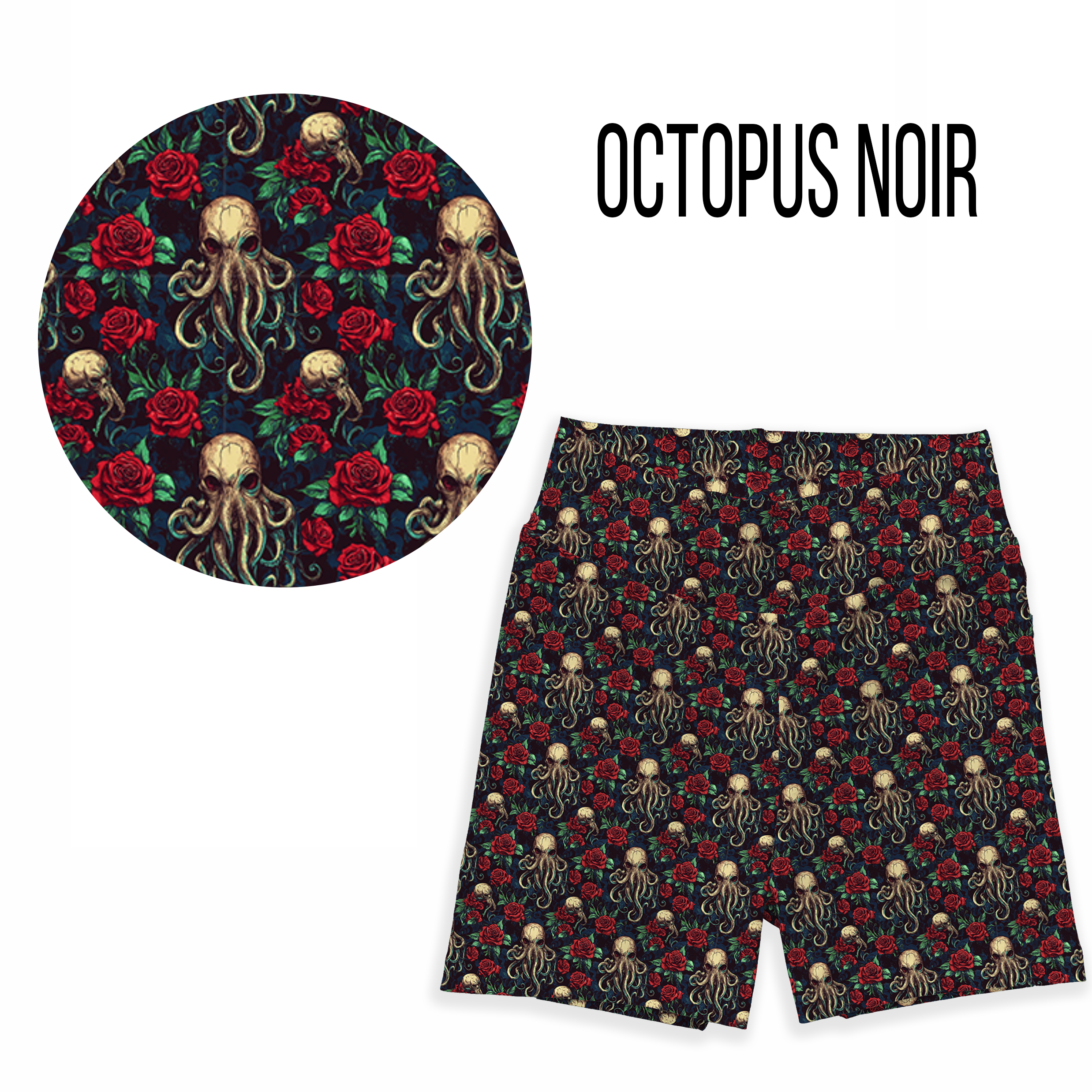 Octopus Noir Leggings- Full Length, Capri  or Skort - Pre Order