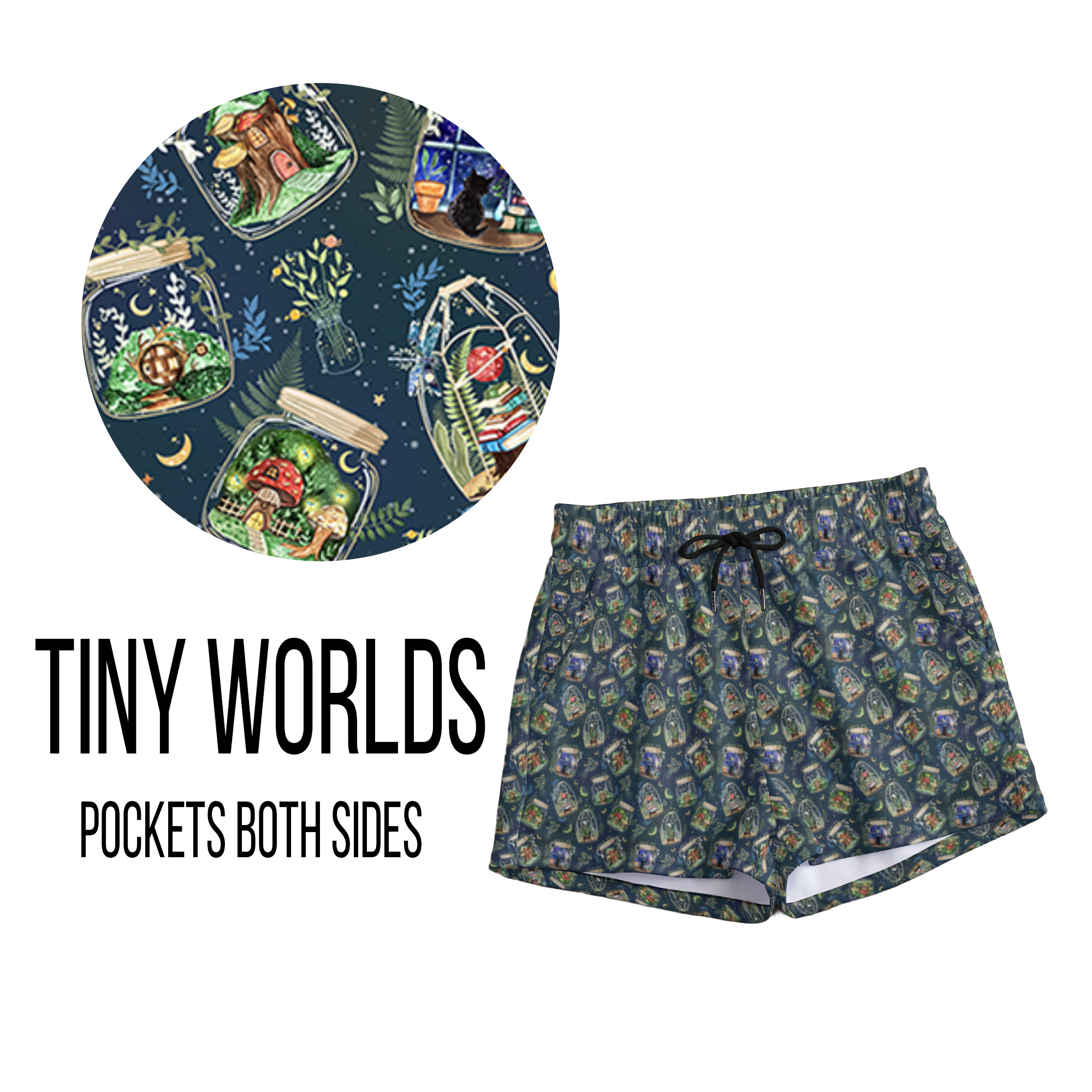 Tiny Worlds Leggings- Full Length, Capri , Jogger Shorts,  or Skort Pockets - Pre Order