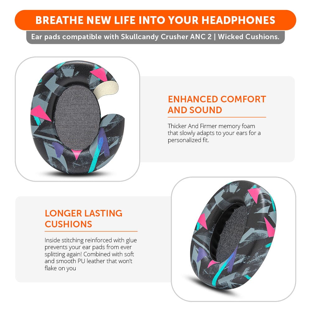 Upgraded Skullcandy Crusher ANC 2 Earpads - WC PadZ Crusher ANC 2