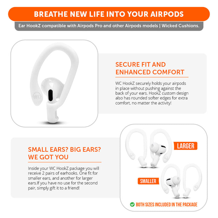 WC HookZ - Over Ear Hooks for Airpods Pro 1, 2 & Airpods 1, 2, 3